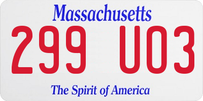MA license plate 299UO3