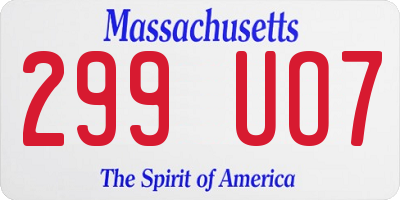 MA license plate 299UO7