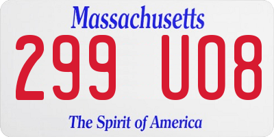 MA license plate 299UO8