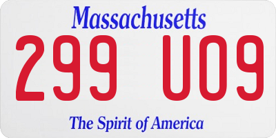 MA license plate 299UO9