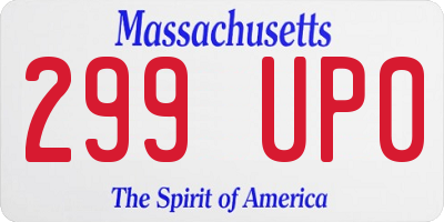 MA license plate 299UP0