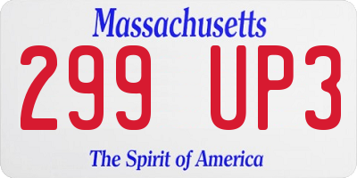 MA license plate 299UP3