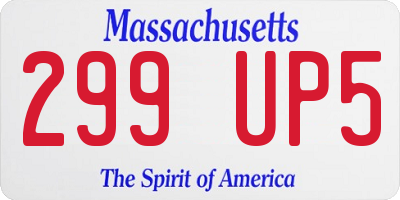 MA license plate 299UP5