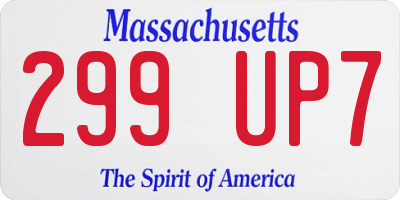 MA license plate 299UP7