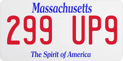 MA license plate 299UP9