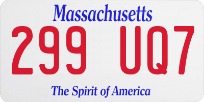 MA license plate 299UQ7