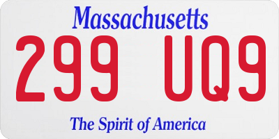 MA license plate 299UQ9