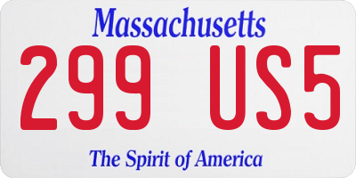 MA license plate 299US5