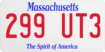 MA license plate 299UT3