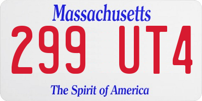 MA license plate 299UT4