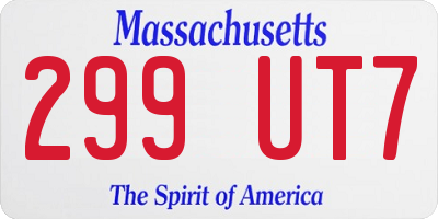 MA license plate 299UT7