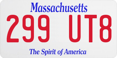 MA license plate 299UT8