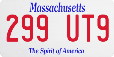 MA license plate 299UT9