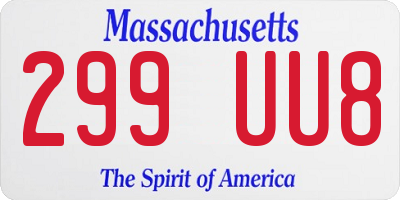 MA license plate 299UU8