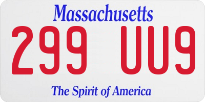 MA license plate 299UU9