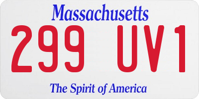 MA license plate 299UV1