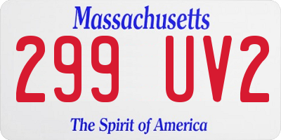 MA license plate 299UV2