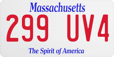 MA license plate 299UV4