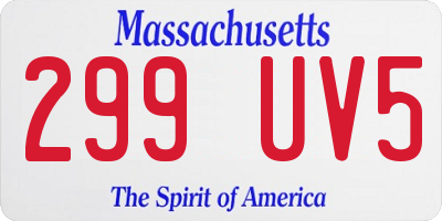 MA license plate 299UV5