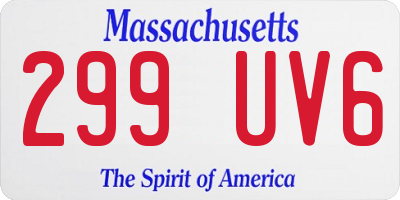 MA license plate 299UV6