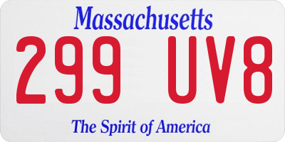 MA license plate 299UV8