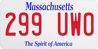 MA license plate 299UW0