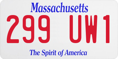 MA license plate 299UW1