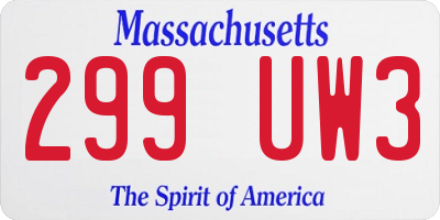 MA license plate 299UW3