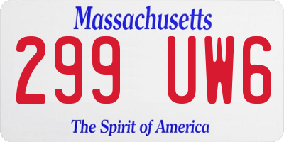 MA license plate 299UW6