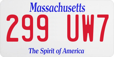 MA license plate 299UW7