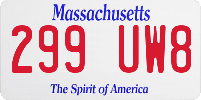 MA license plate 299UW8