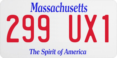 MA license plate 299UX1