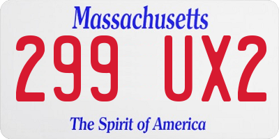 MA license plate 299UX2