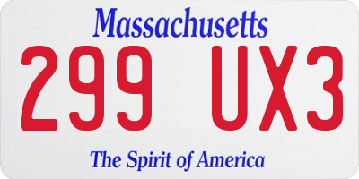 MA license plate 299UX3