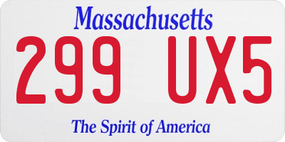 MA license plate 299UX5