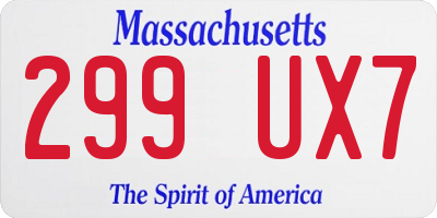MA license plate 299UX7