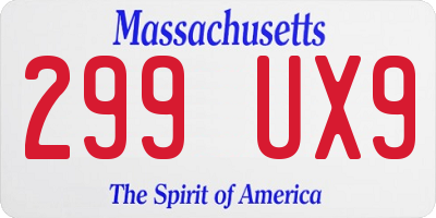 MA license plate 299UX9