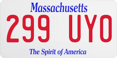 MA license plate 299UY0