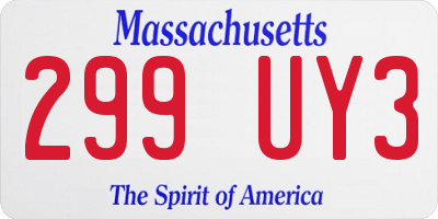MA license plate 299UY3