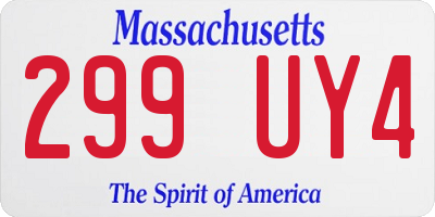 MA license plate 299UY4
