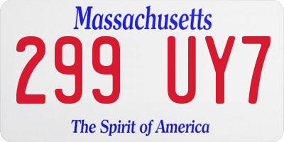 MA license plate 299UY7