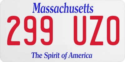 MA license plate 299UZ0