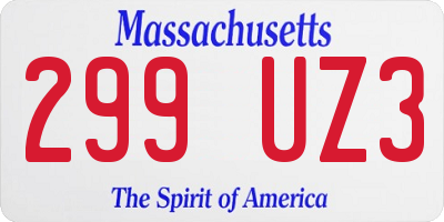MA license plate 299UZ3