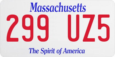 MA license plate 299UZ5