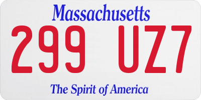 MA license plate 299UZ7