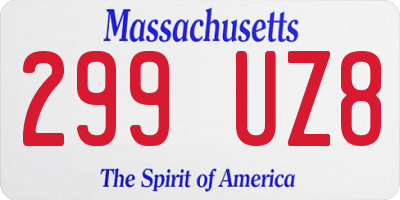 MA license plate 299UZ8