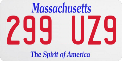 MA license plate 299UZ9