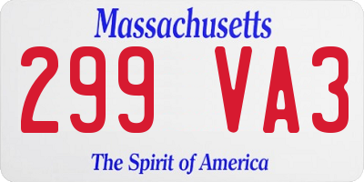 MA license plate 299VA3