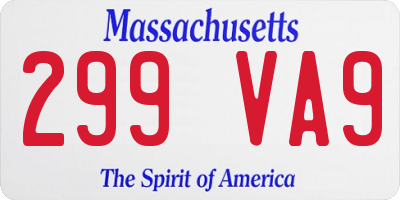 MA license plate 299VA9