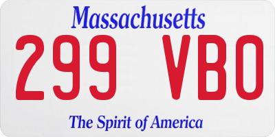 MA license plate 299VB0